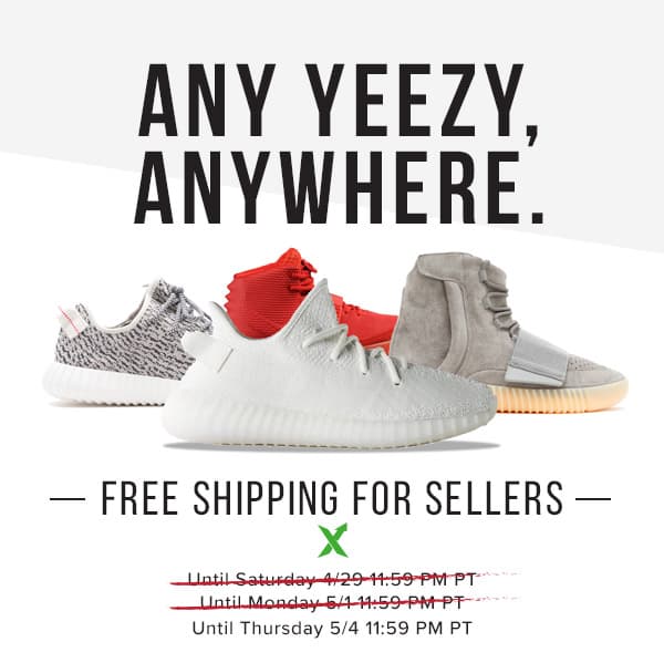 Free Shipping for Sellers on all Yeezys