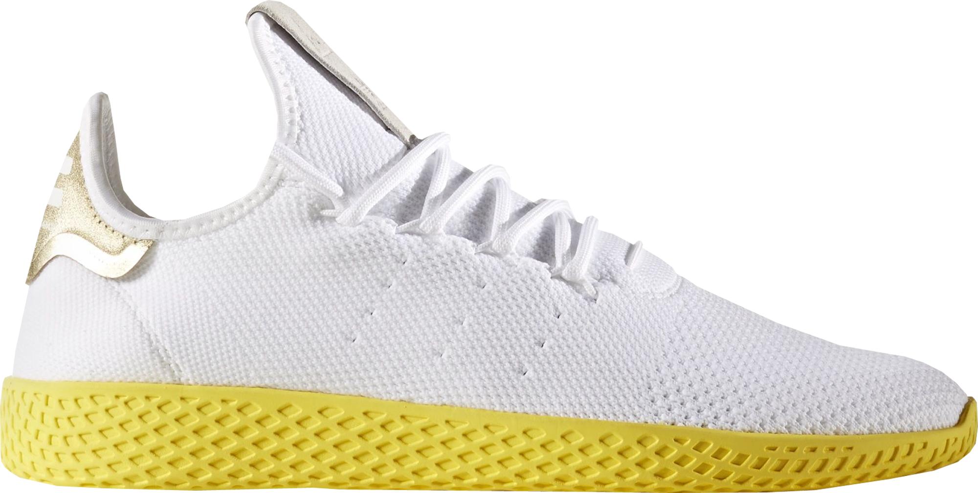 adidas Mens Pharrell Williams Tennis Hu Shoes in OFF White and Yellow