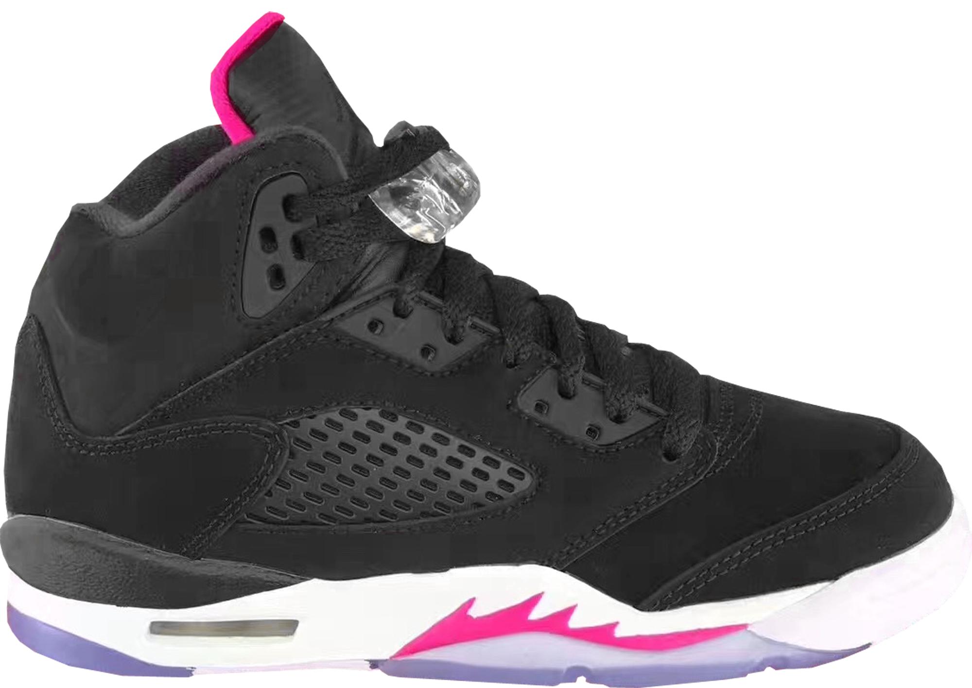 Girls Air Jordan 5 Retro GG Black Deadly Pink GS