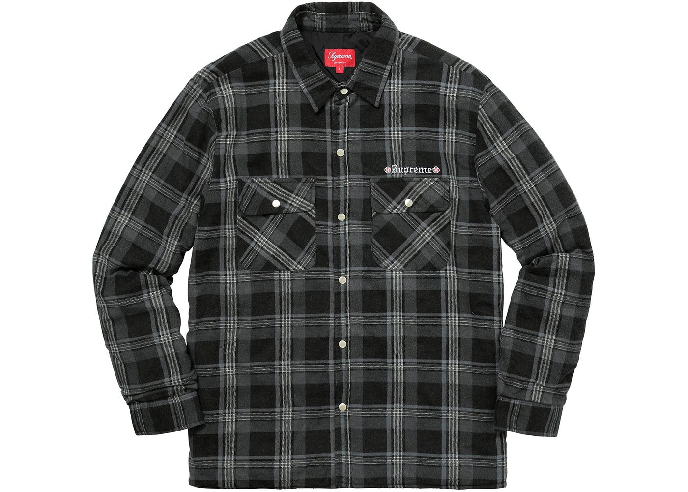 Supreme Independent Quilted Flannel Shirt Black - StockX News
