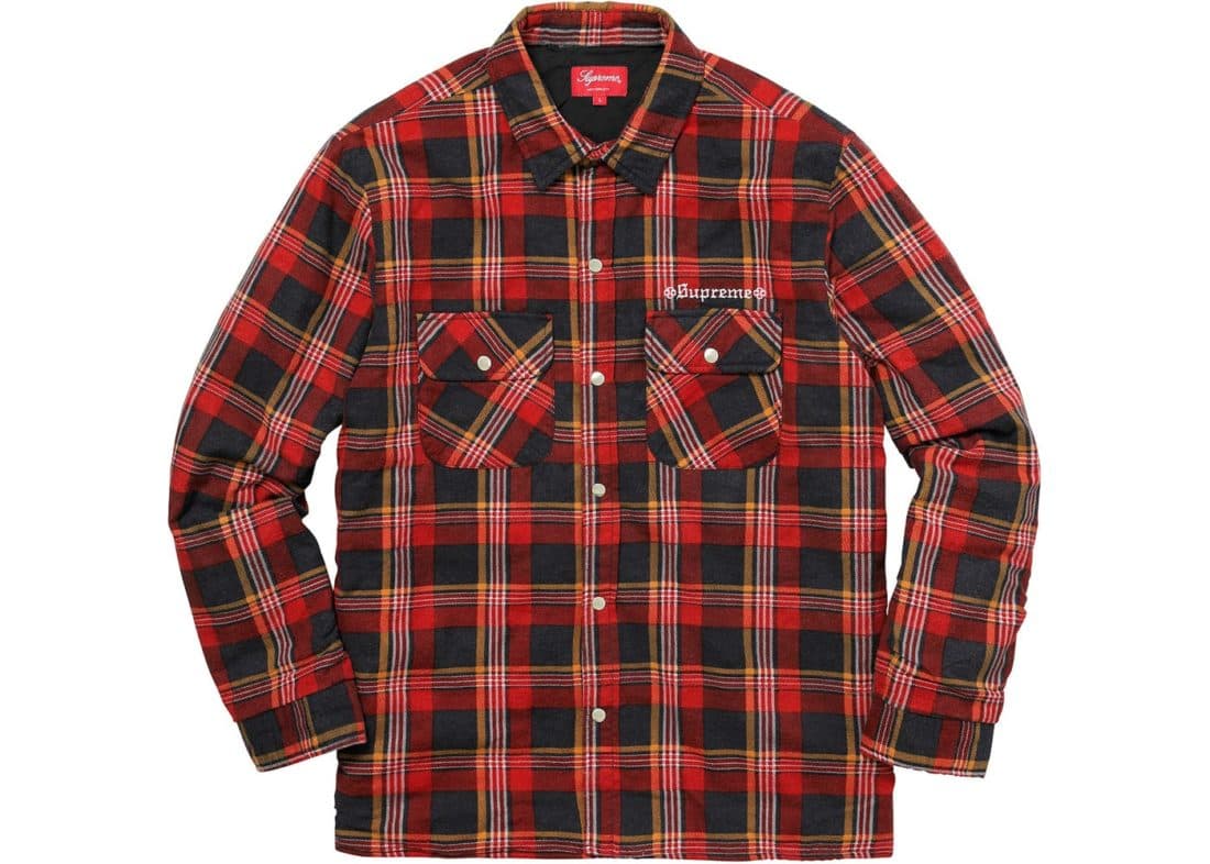 Supreme Independent Quilted Flannel Shirt Red