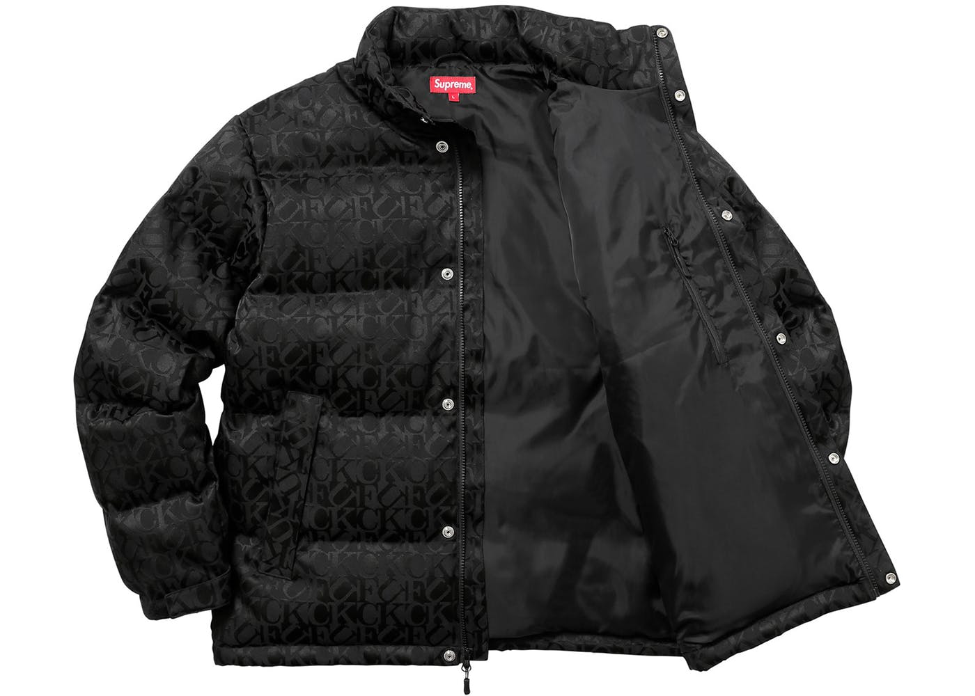 Supreme Fuck Jacquard Puffy Jacket Black Fall/Winter 2017 Collection