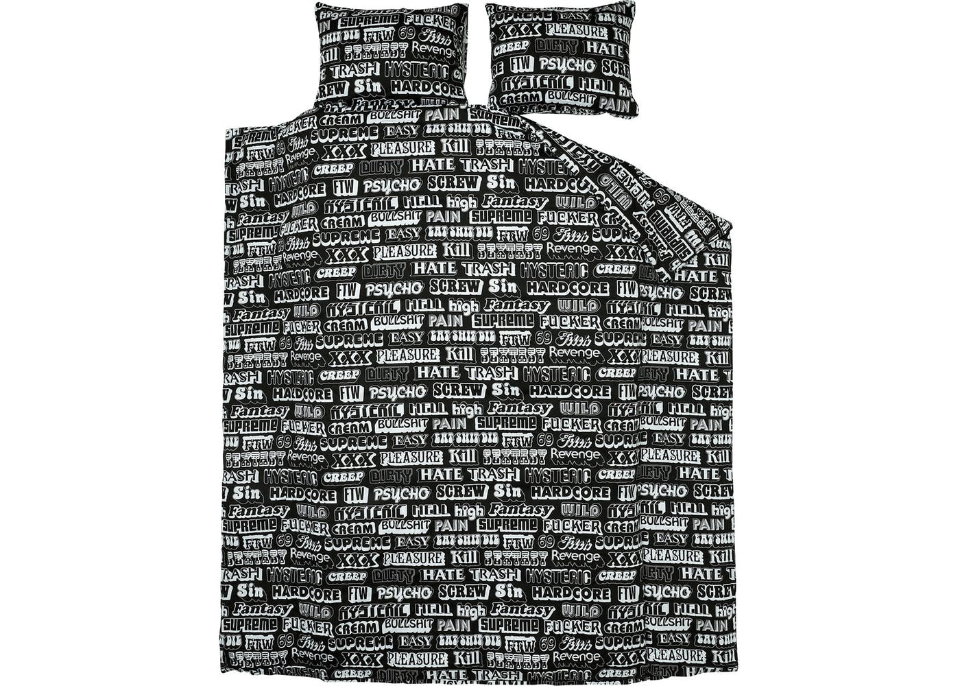 Supreme Hysteric Glamour Text Duvet + Pillow Set Black - StockX News