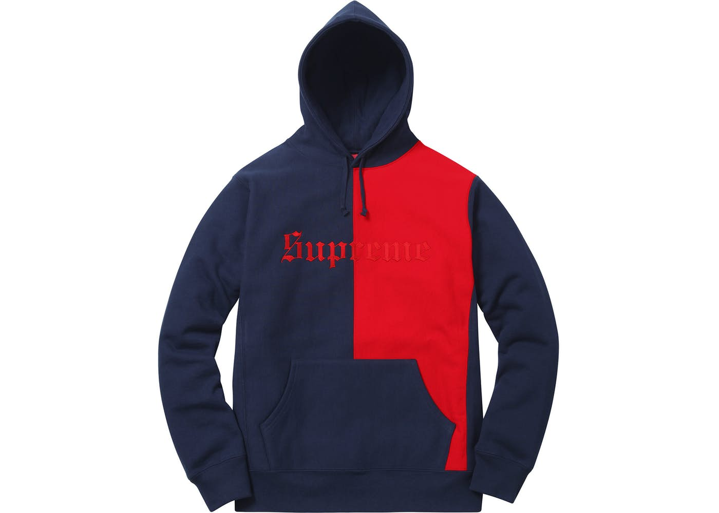 Red and discount blue split hoodie