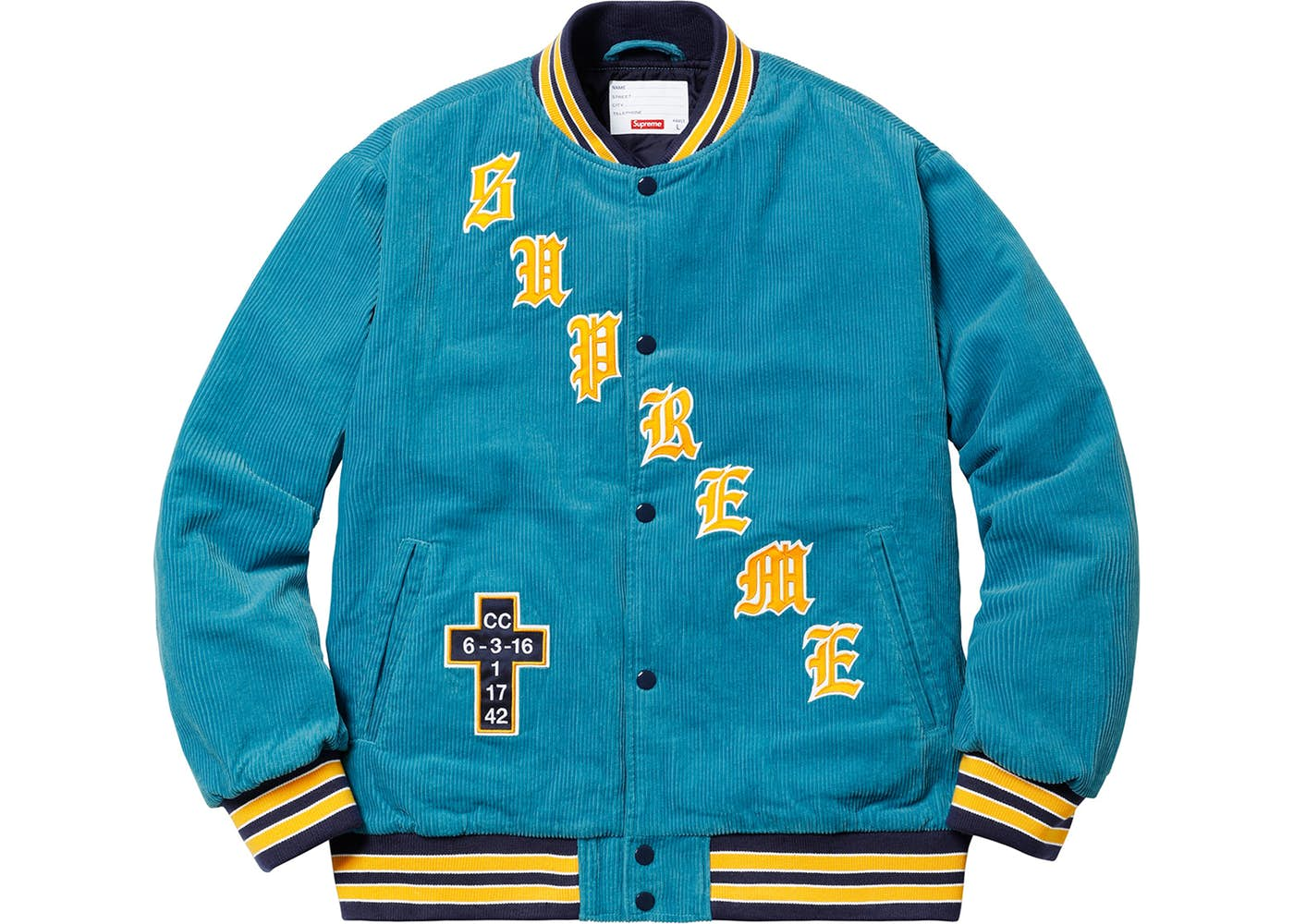 Supreme  Corduroy Varsity Jacket