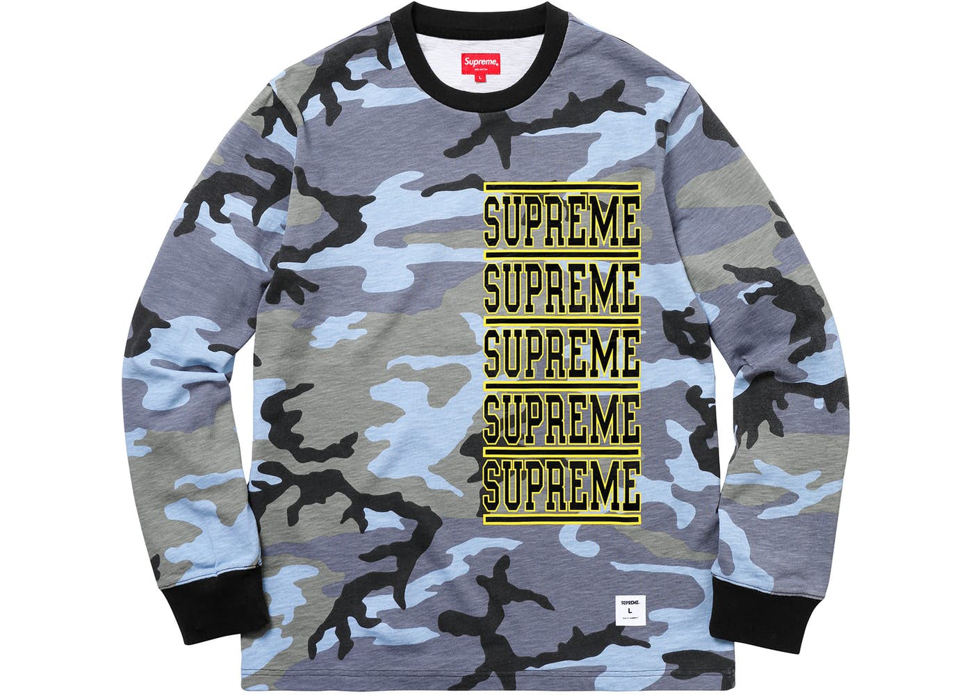Supreme Stacked Long Sleeve Top Blue Camo Spring/Summer 2018
