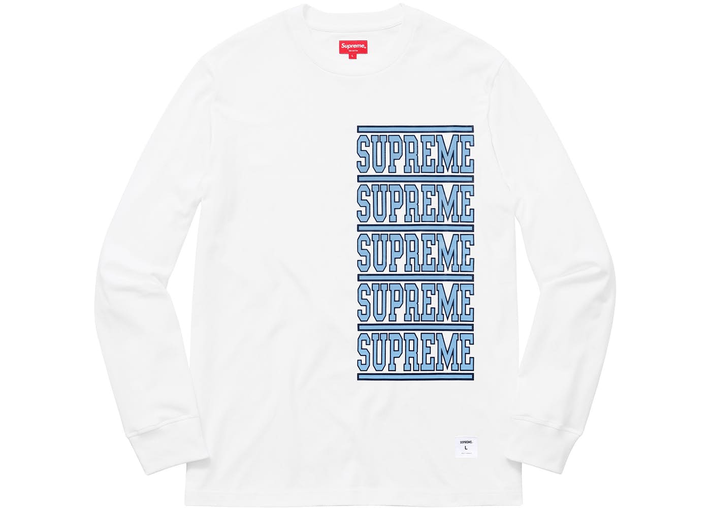 Supreme Stacked Long Sleeve Top White Spring/Summer 2018