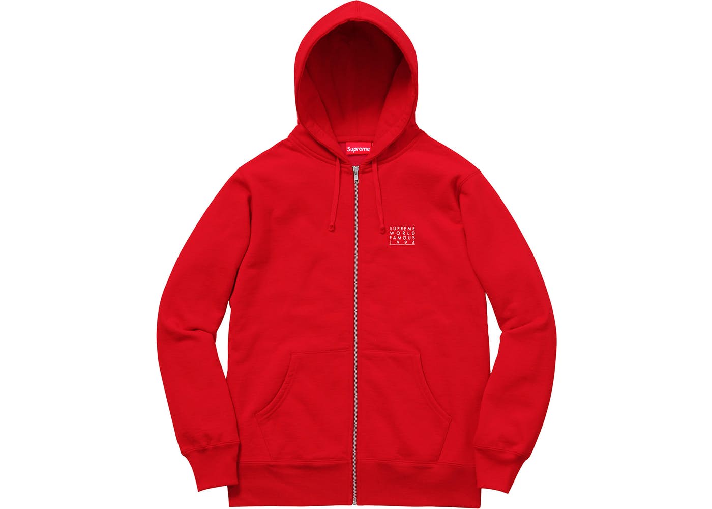 Supreme World Famous Zip Up Hooded Sweatshirt Red