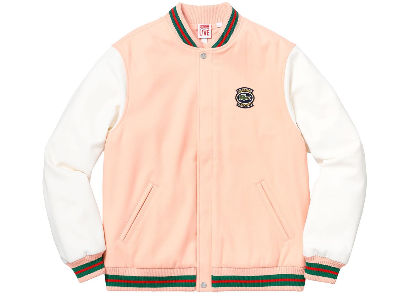 Supreme LACOSTE Wool Varsity Jacket Peach