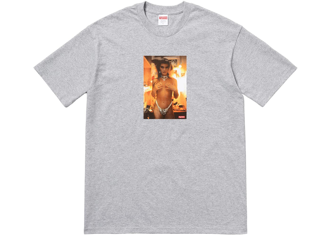 Supreme Nan Goldin Kim in Rhinestone Tee Heather Grey