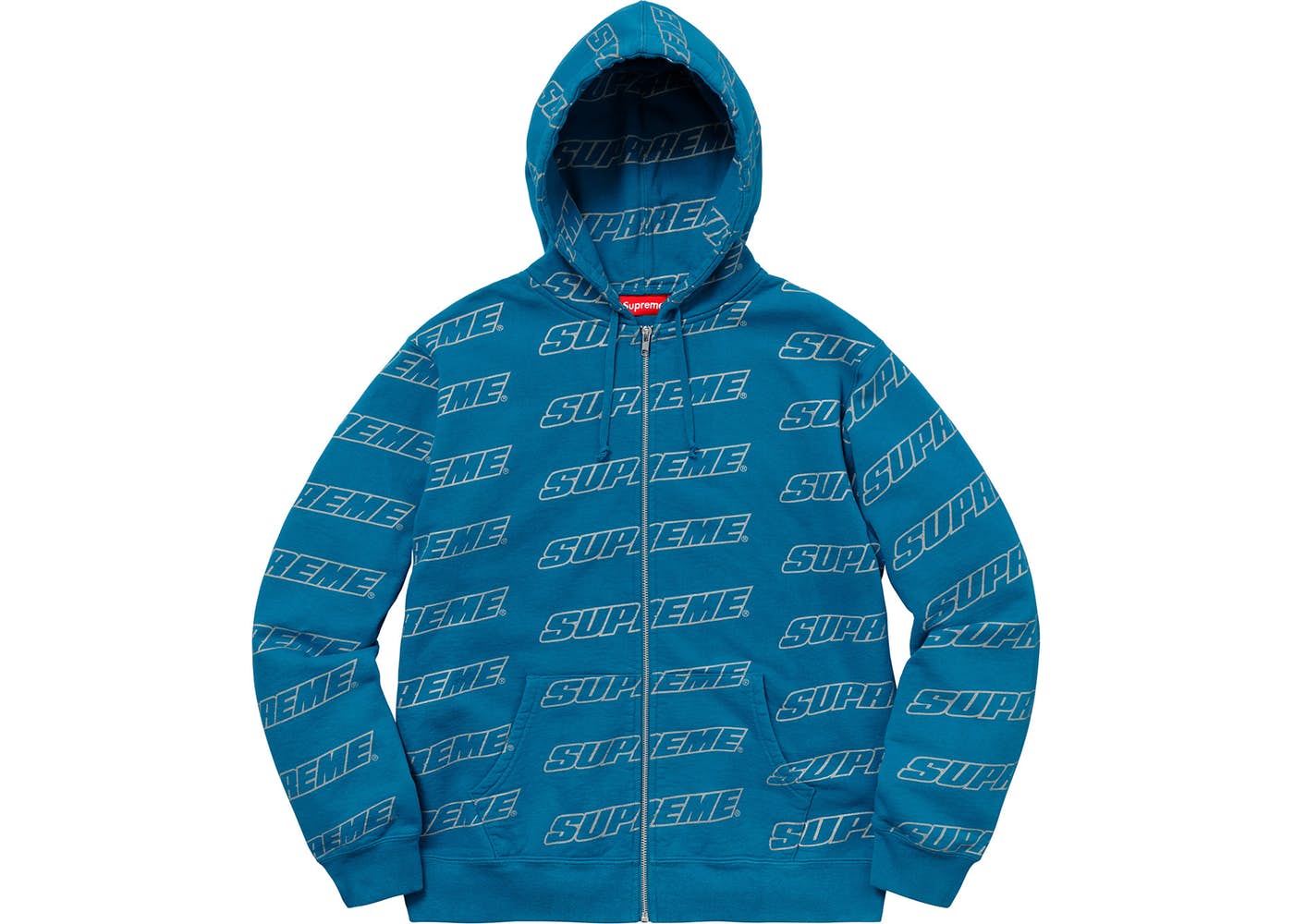 Supreme Repeat Zip Up Hooded Sweatshirt Dark Aqua