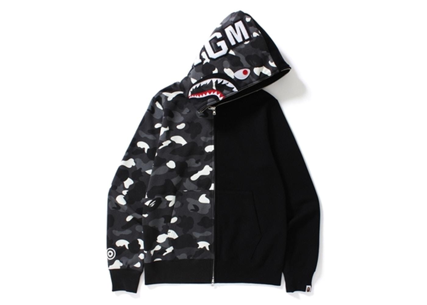 【A BATHING APE】CITY CAMO HALF SHARK FULLZIP HOODIE 白黒 XL A BATHING APE】CITY CAMO HALF SHARK FULLZIP HOODIE 白黒 XL
