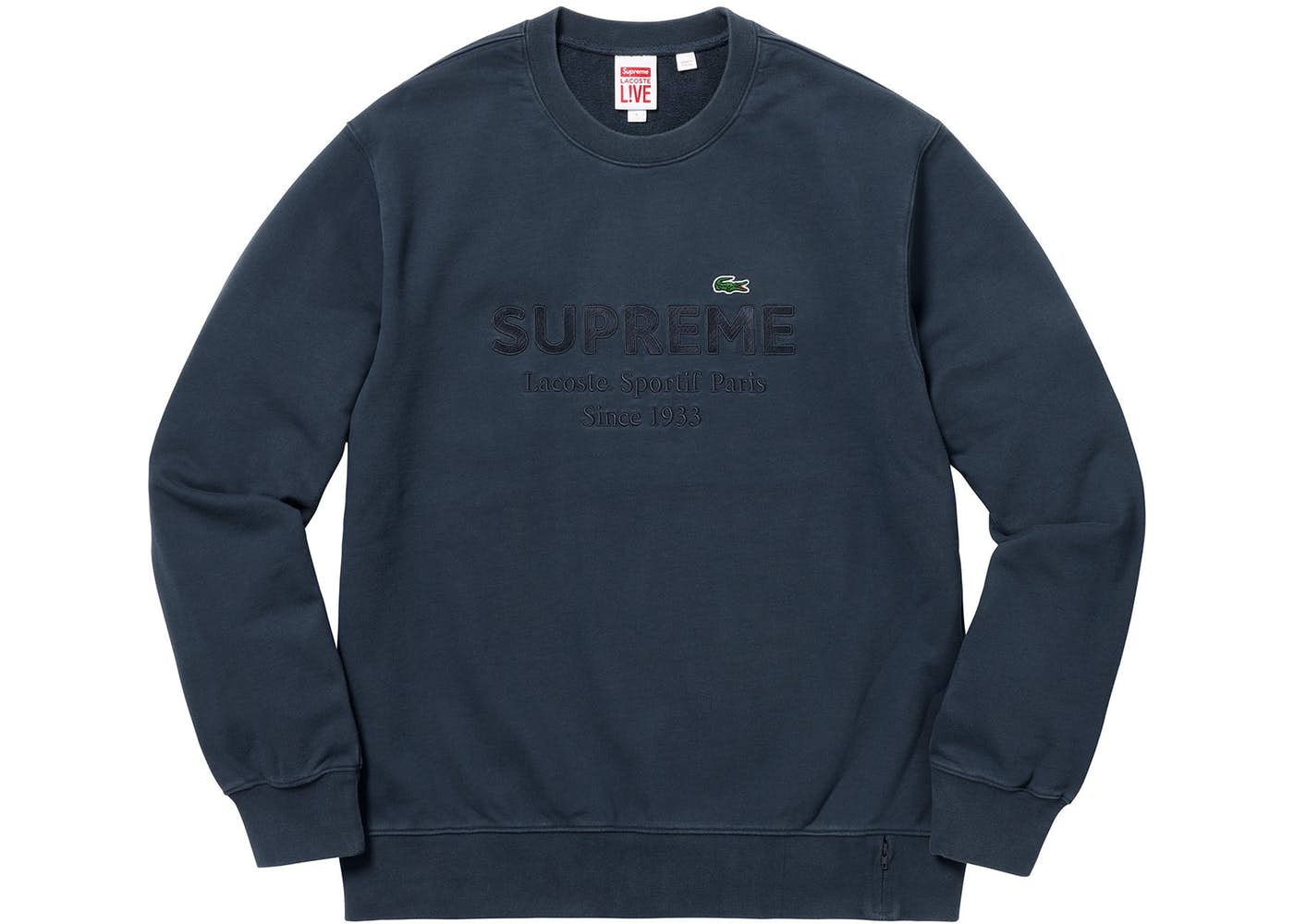 即納新作supreme lacoste XL ネイビー パーカー