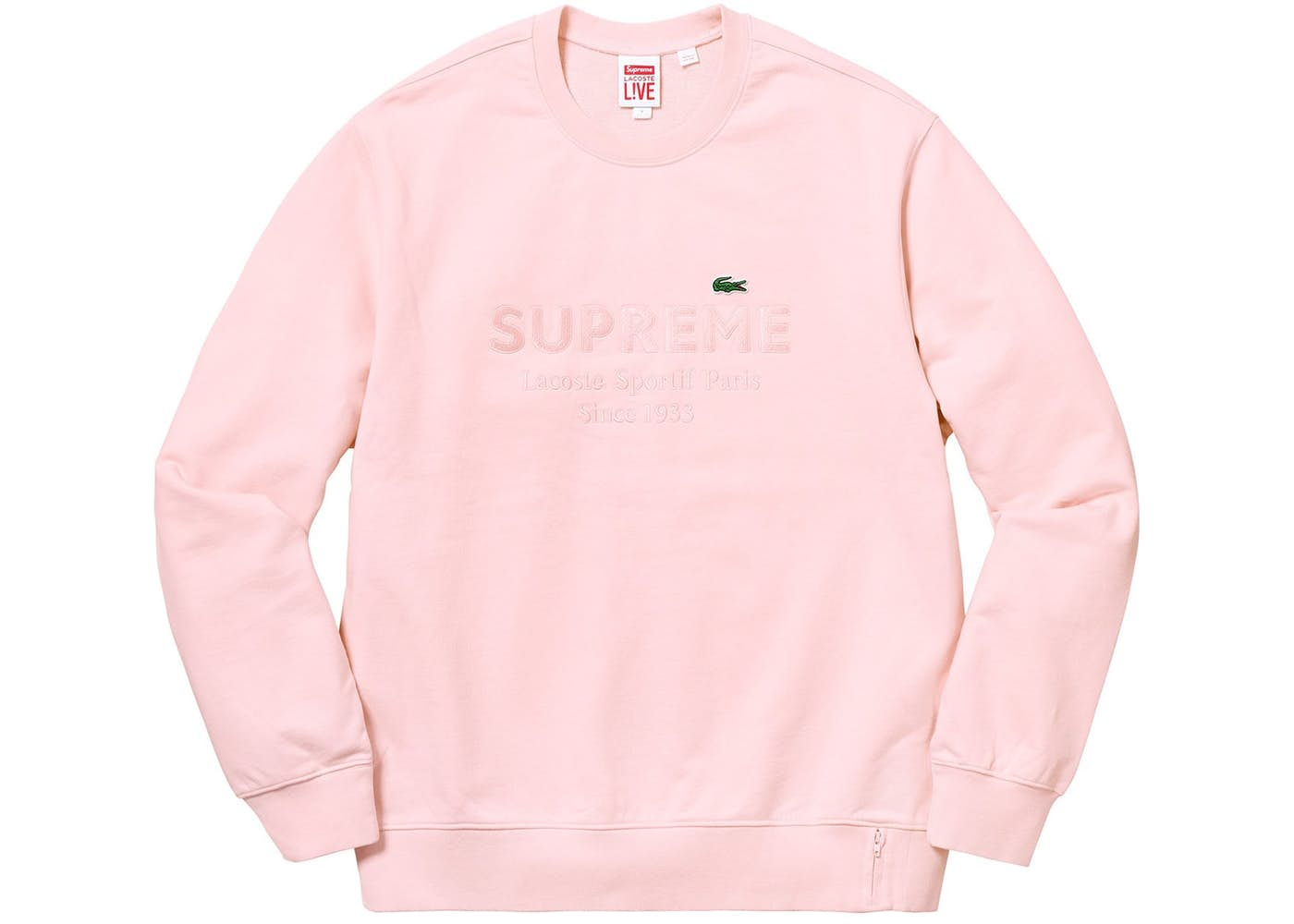 Supreme LACOSTE Crewneck Pink Spring Summer 2018