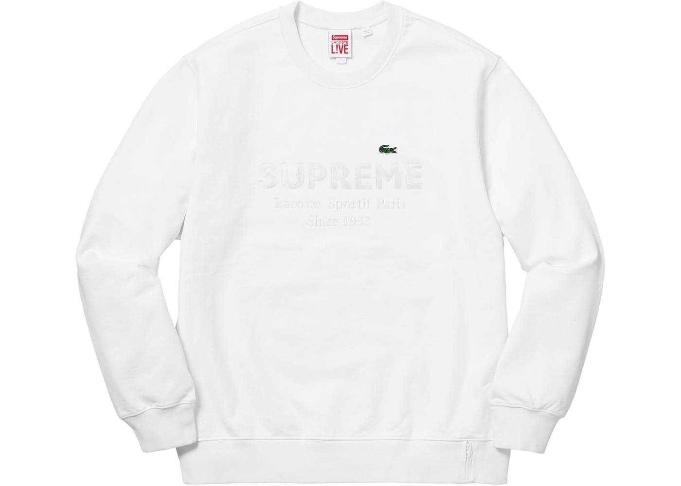 Supreme LACOSTE Crewneck White Spring Summer 2018