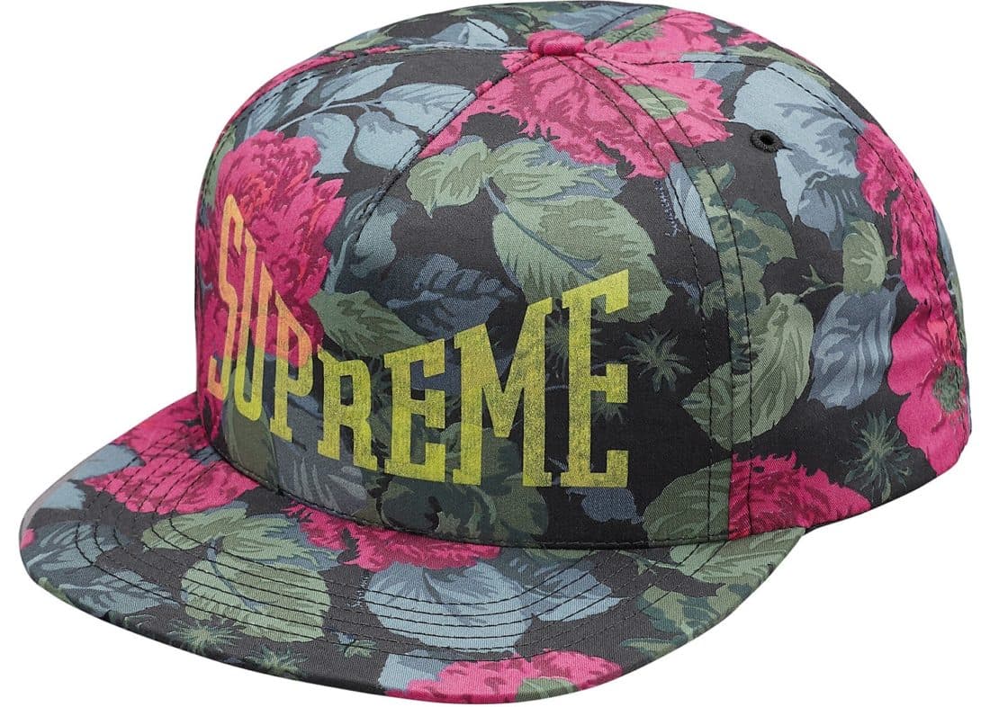 【同梱不可】 Supreme 2018 Spring/Summer Black 5-Panel Floral 帽子