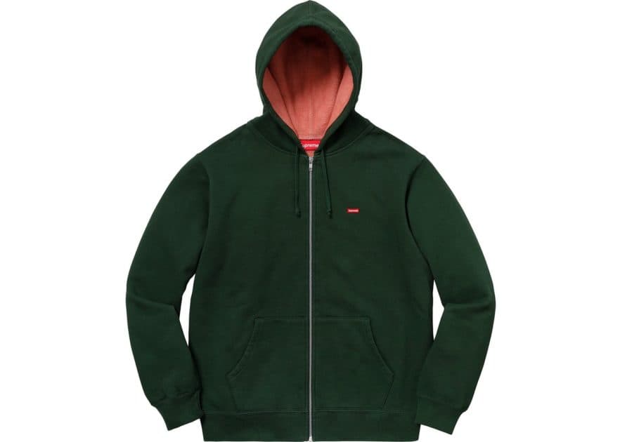 Supreme contrast zip up hooded sweatshirt dark green