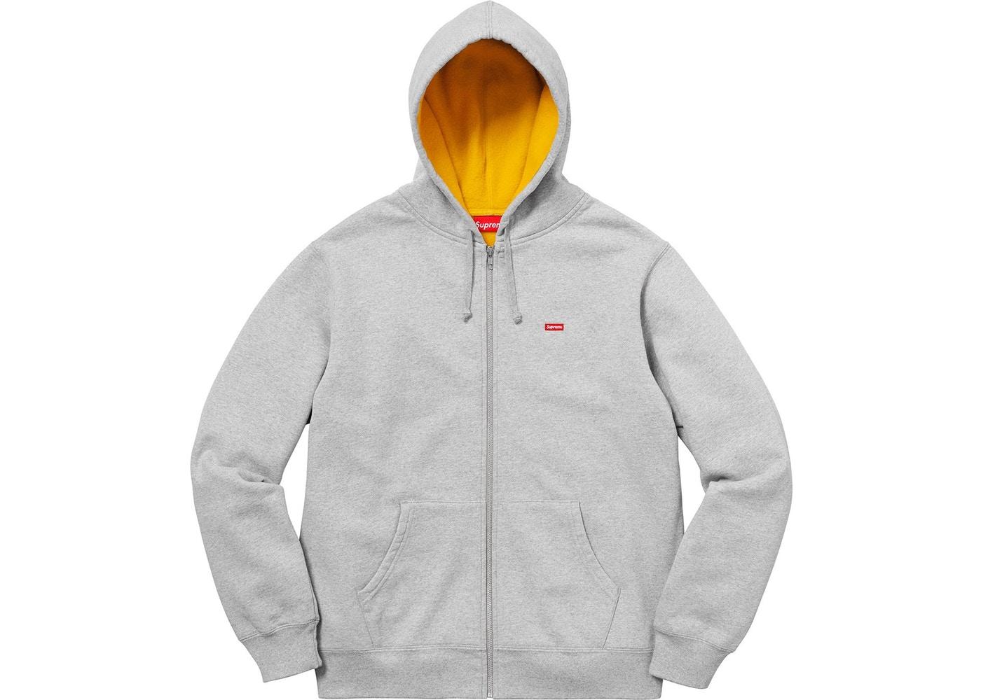 Supreme Contrast Zip Up Hooded Sweatshirt Heather Grey