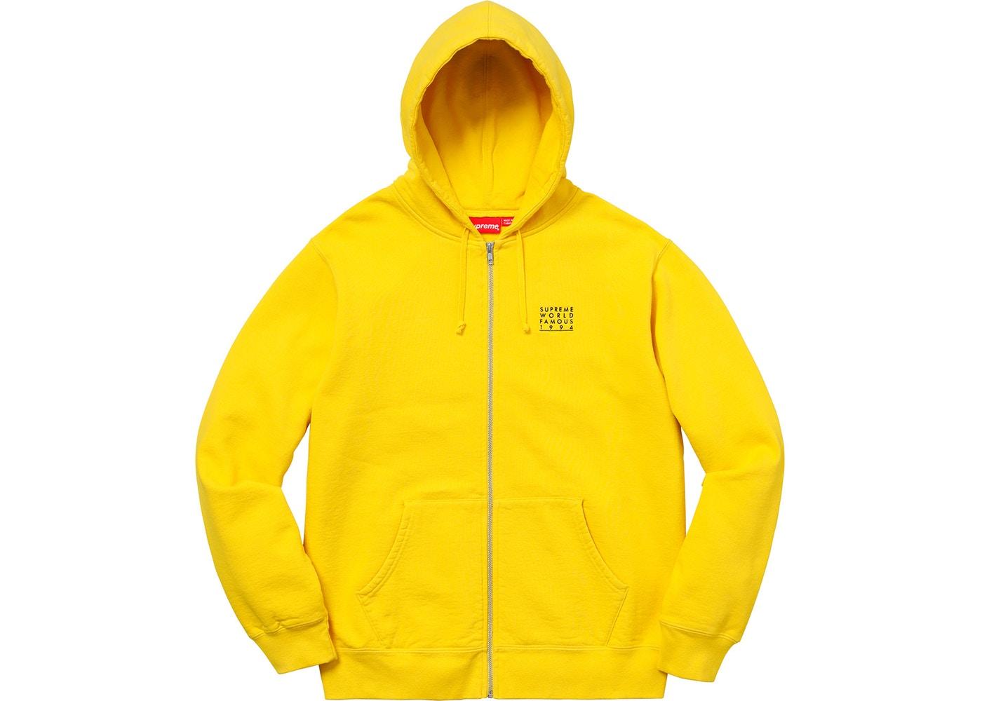 Supreme World Famous Zip Up Hooded Sweatshirt Yellow