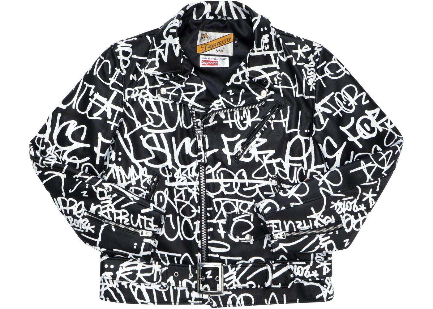 Supreme Comme des Garons SHIRT Schott Painted Perfecto Leather Jacket