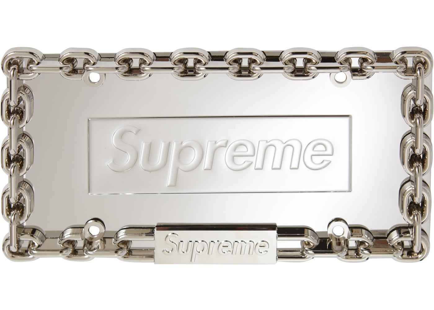 Supreme Chain License Plate Frame Chrome Silver