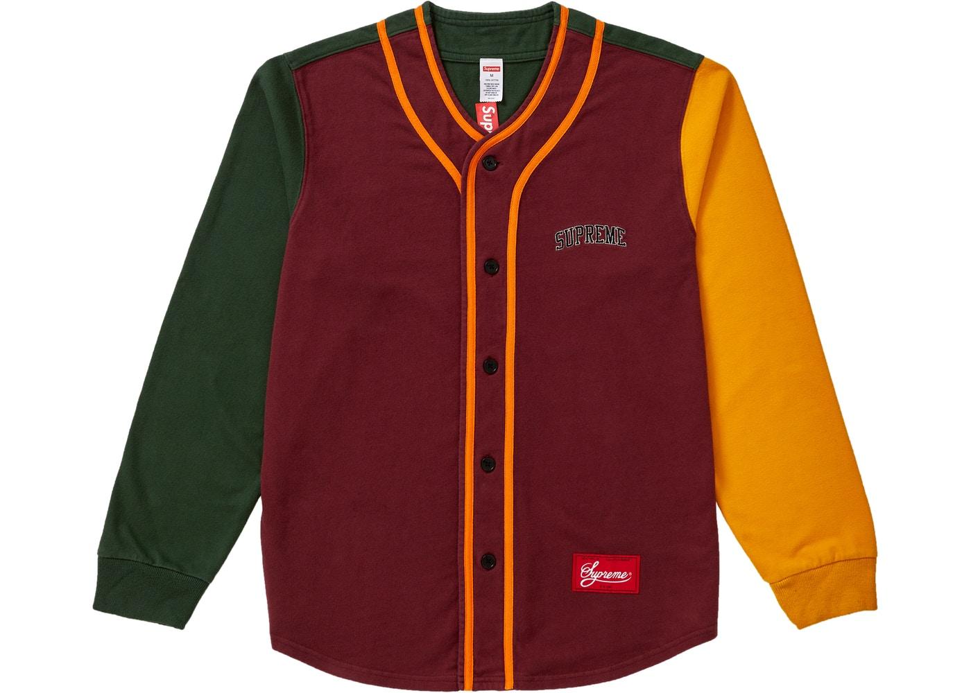 Supreme Color Blocked Baseball Top Burgundy