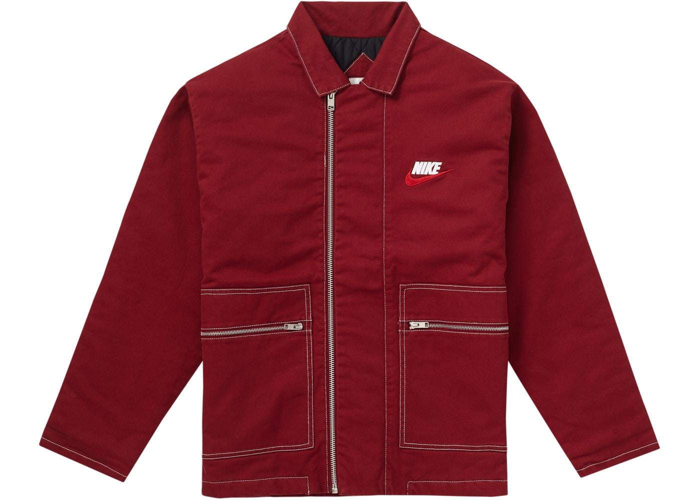 Supreme Nike Double Zip Quilted Work Jacket Burgundy