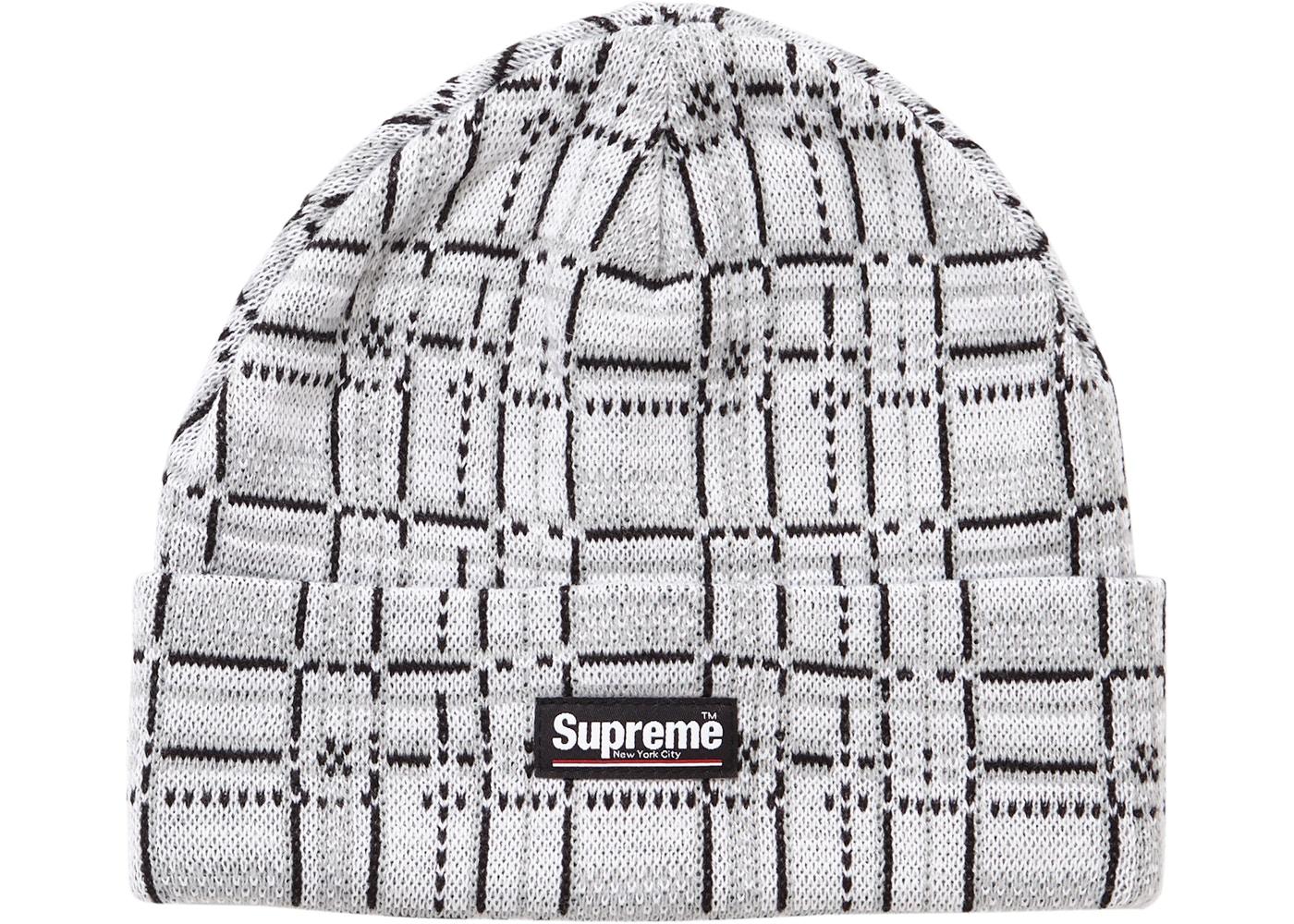 Supreme Plaid Beanie White