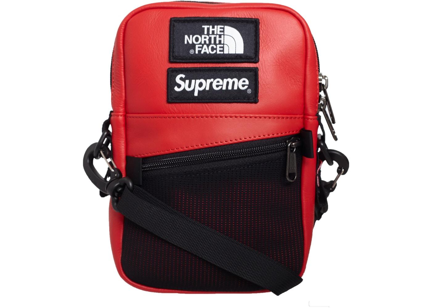 Supreme The North Face Leather Shoulder Bag Red