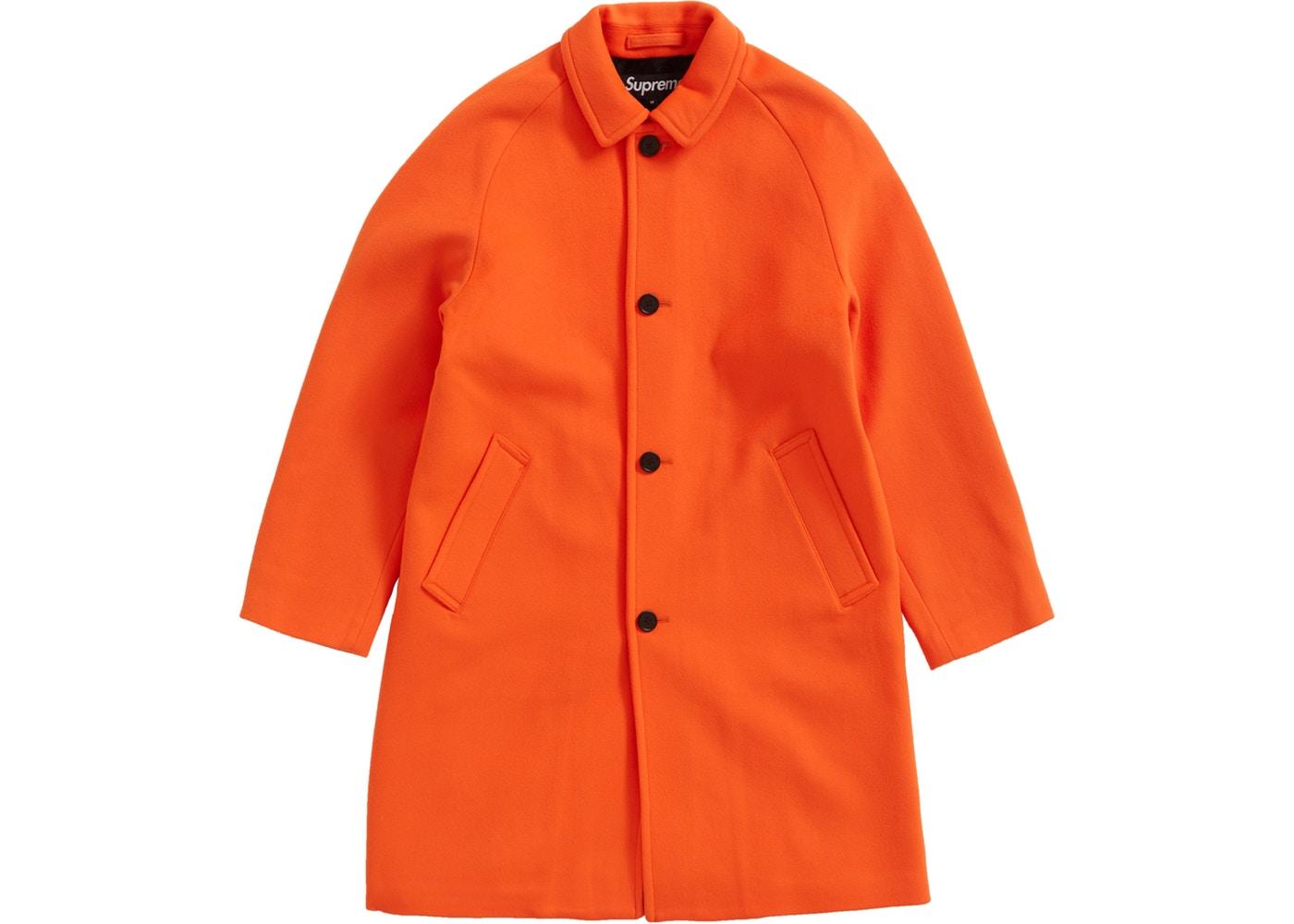Supreme Wool Trench Coat Neon Orange
