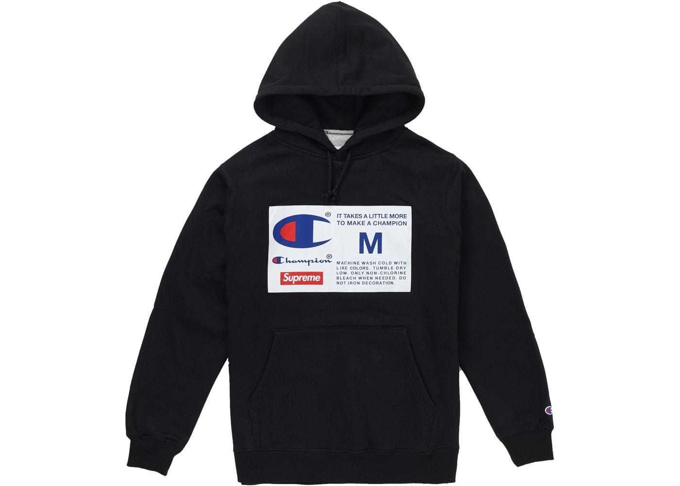 Supreme Champion Label Hooded Sweatshirt Black