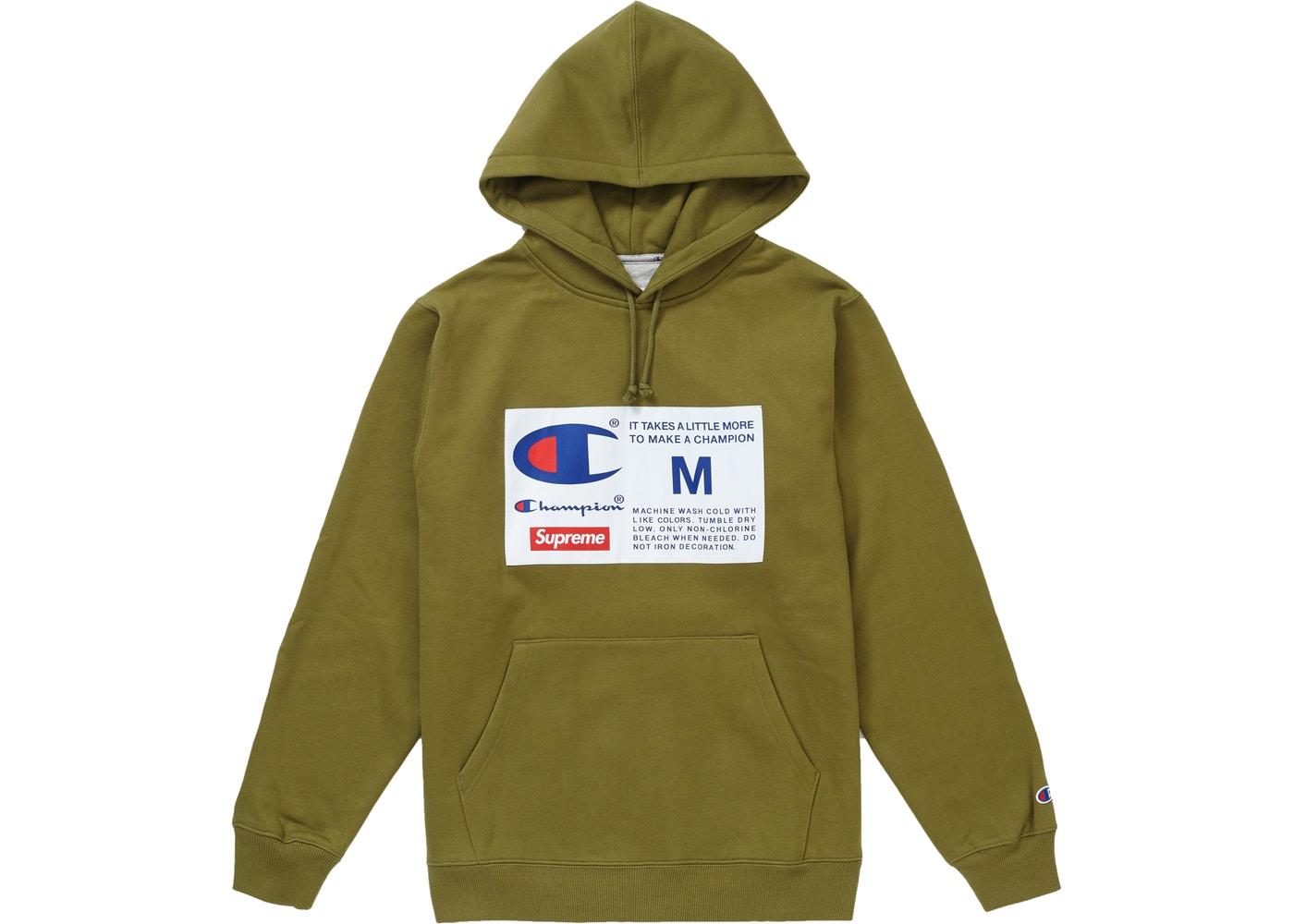 Supreme Champion Label Hoodie Olive