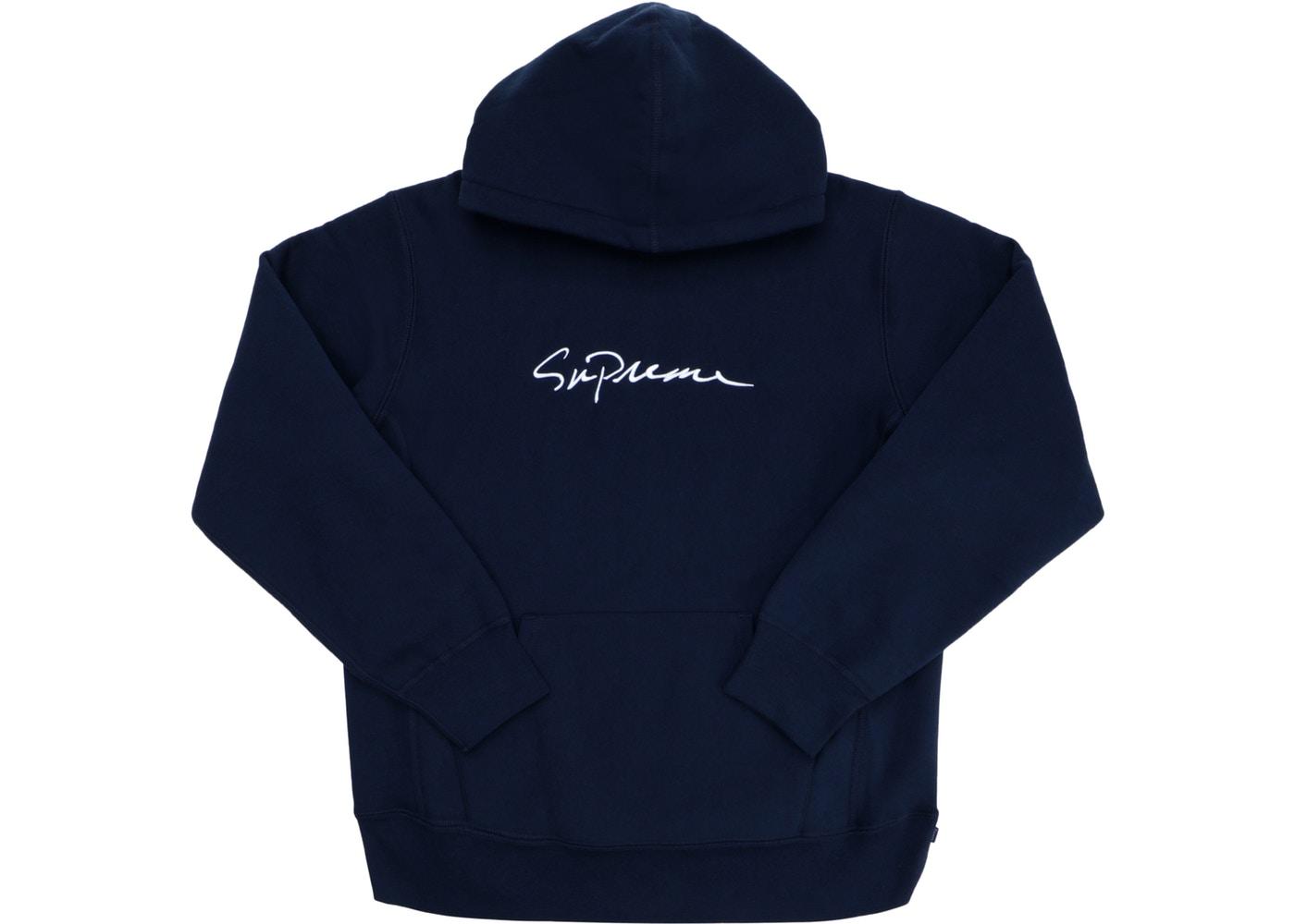 Supreme Classic Script Hoodie Navy