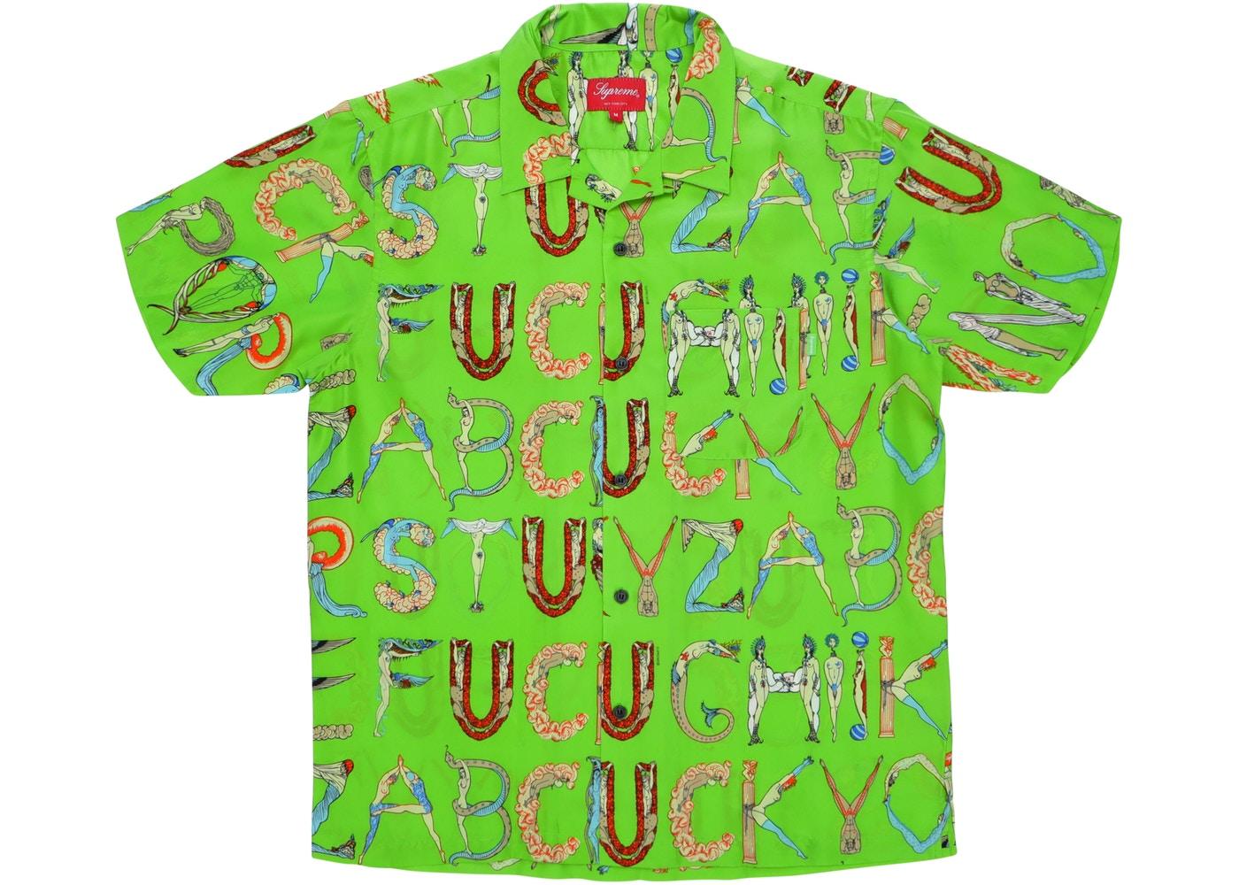 Name: supreme alphabet silk fuck you button up shirt