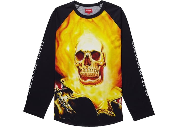 Supreme Ghost Rider Raglan Black Long Sleeve Shirt