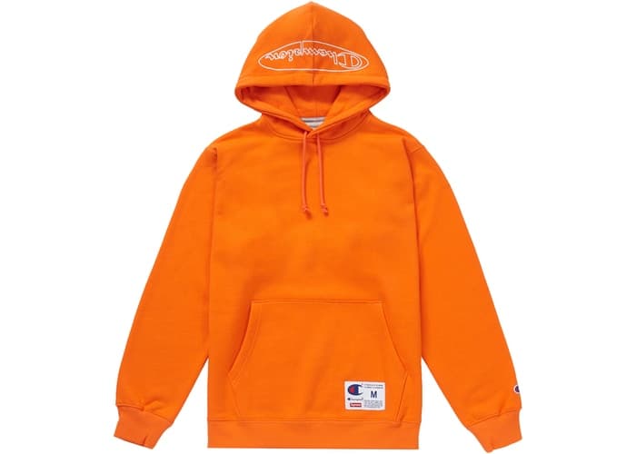 Supreme Champion Outline Hooded Sweatshirt Orange