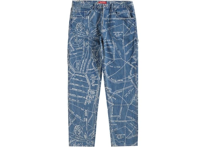 Supreme Gonz Map Denim Painter Pant Washed Blue