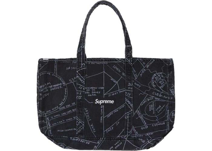 Supreme Gonz Map Denim Tote Washed Black Spring/Summer 2019