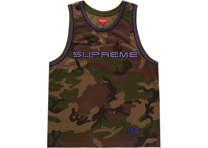 Supreme Rhinestone Basketball Jersey Camo