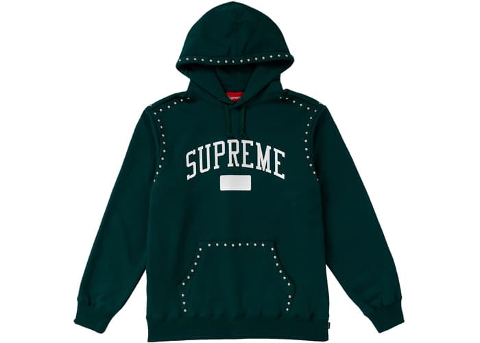 Supreme Studded Hooded Sweatshirt (FW18) Dark Green