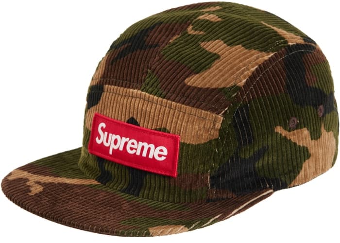 Supreme Corduroy Camp Cap Woodland Camo