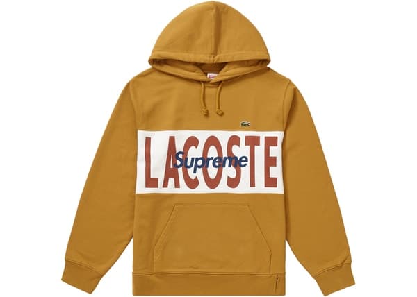 Supreme LACOSTE Logo Panel Hoodie Gold