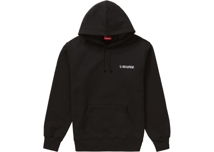 Supreme 1-800 Hooded Sweatshirt Black Fall/Winter 2019