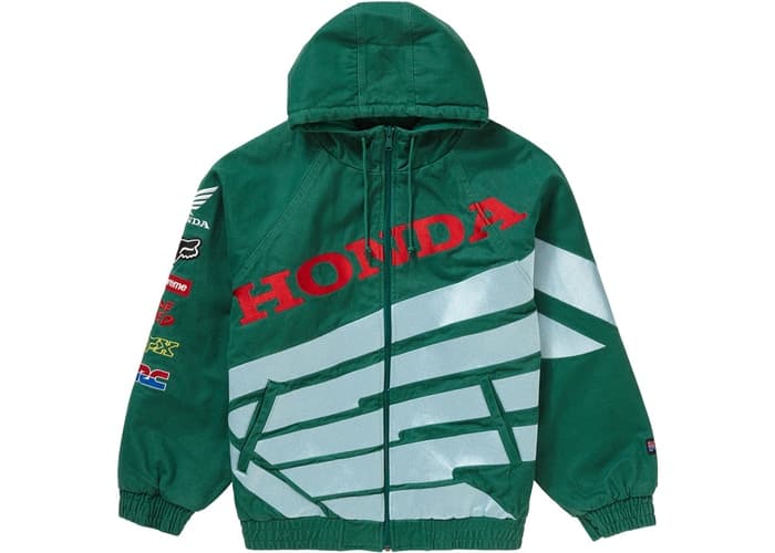 Supreme Honda Fox Racing Puffy Zip Up Jacket Dark Green