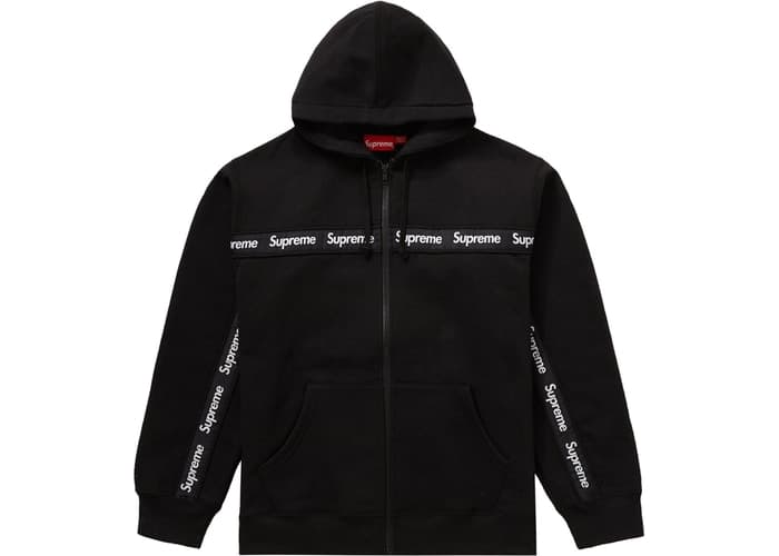 Supreme Text Stripe Zip Hoodie Black - StockX News