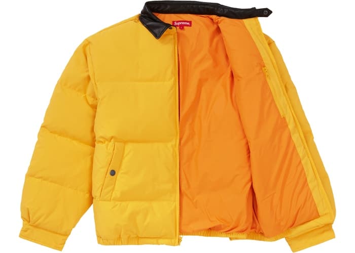 Supreme Leather Collar Puffy Jacket Yellow Fall/Winter 2019