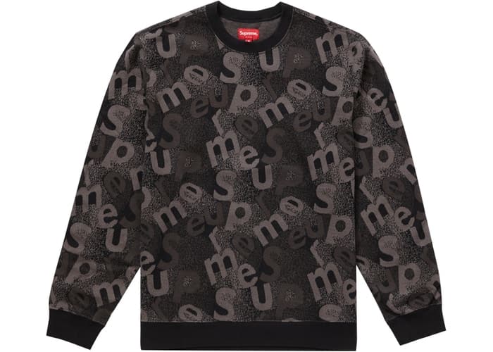 Supreme Scatter Text Crewneck Black Fall/Winter 2019