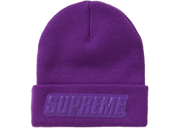 Supreme Raised Patent Logo Beanie Purple