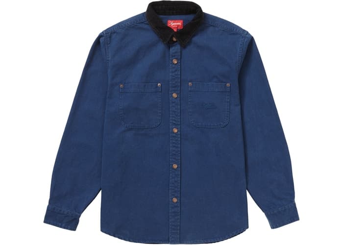 Supreme Script Canvas Snap Shirt Blue Fall/Winter 2019 Supreme Script Canvas Snap Shirt Blue Fall/Winter 2019