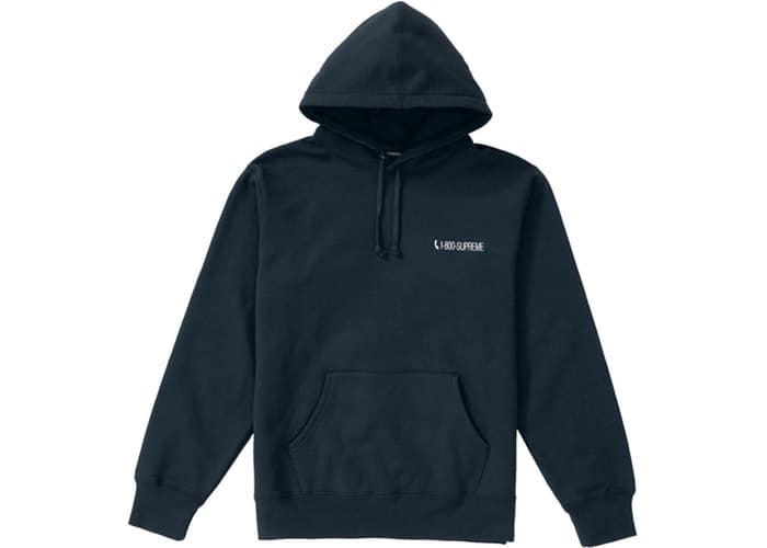 Supreme 1-800 Hooded Sweatshirt Navy Fall/Winter 2019